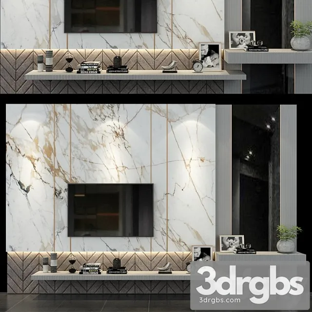 Tv stand set 0134 3D Model Download