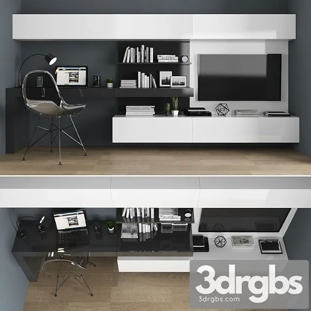 Tv stand set 015 3D Model Download