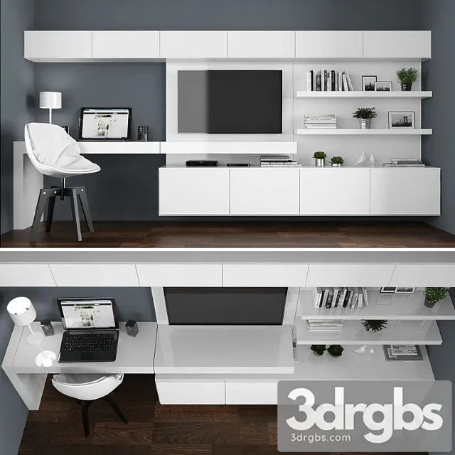 Tv stand set 030 3D Model Download