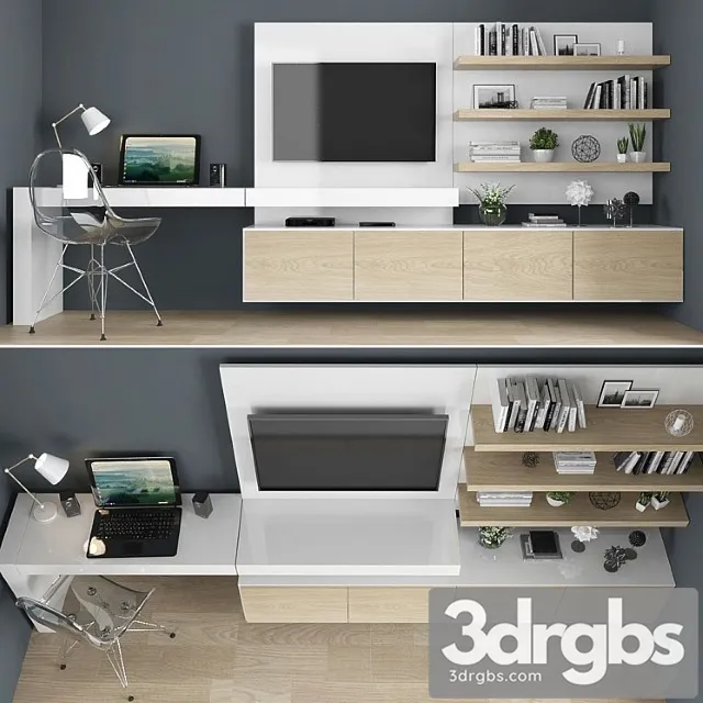Tv stand set 05 3D Model Download