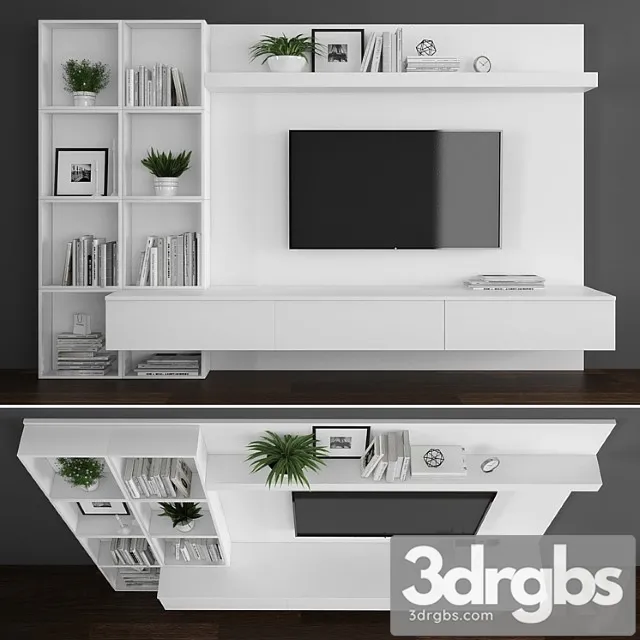 Tv stand set 084 3D Model Download