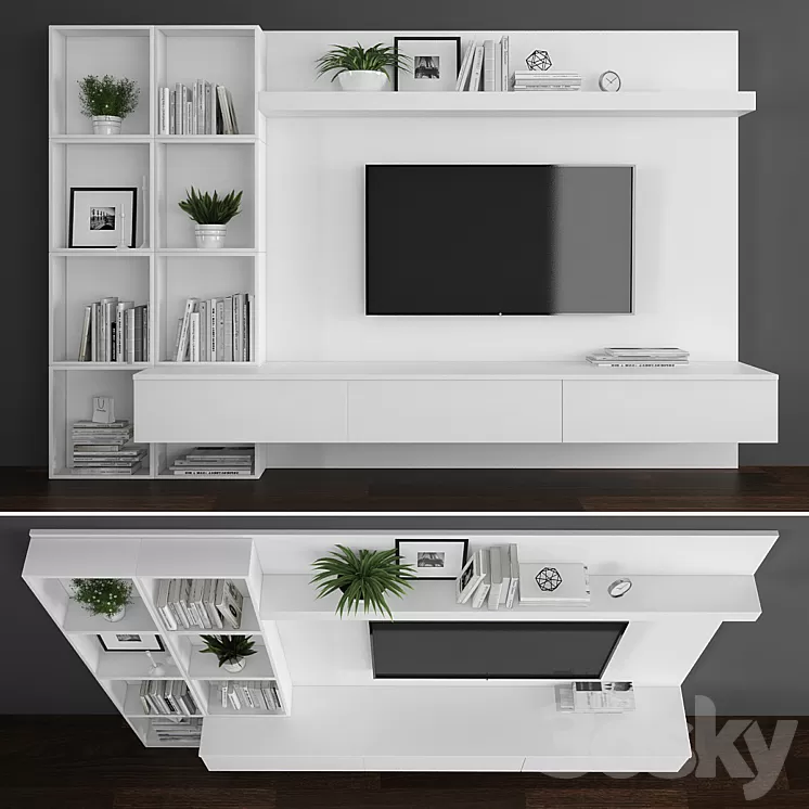 Tv stand set 084 3D Model