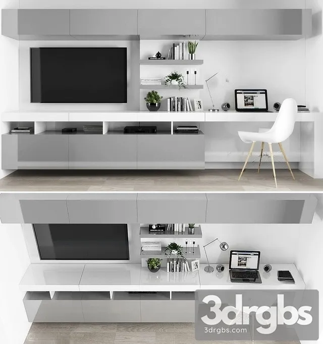 TV Stand Set 2 3D Model Download
