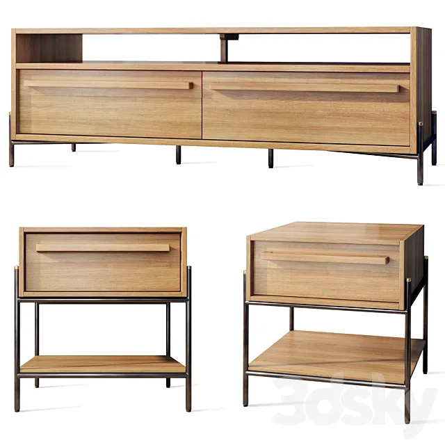 Tv stand sideboard nightstand Outline Teak House 3D Model