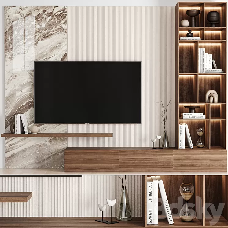 TV Wall 02 3D Model Free Download