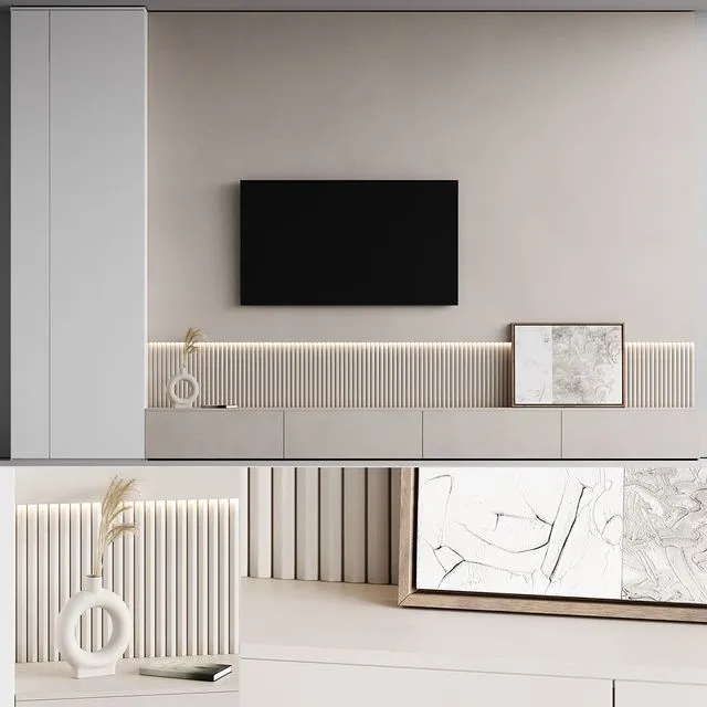 TV wall 02 3D Model