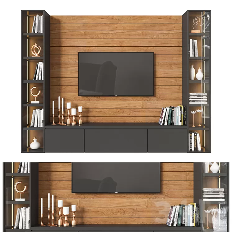 TV Wall 02 3D Model Free Download