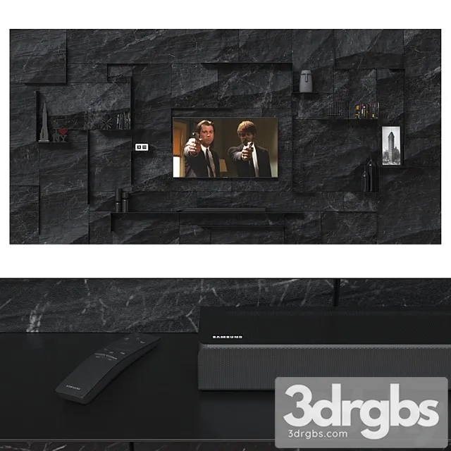 TV Wall 035 3D Model Download