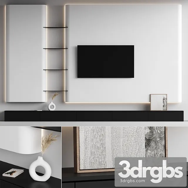 TV Wall 04 3D Model Download