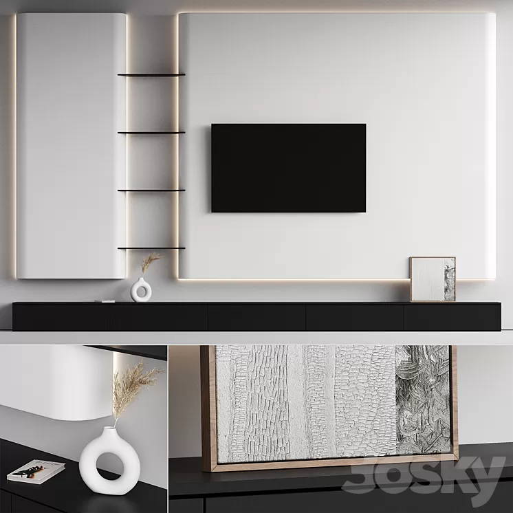 TV wall 04 3D Model Free Download