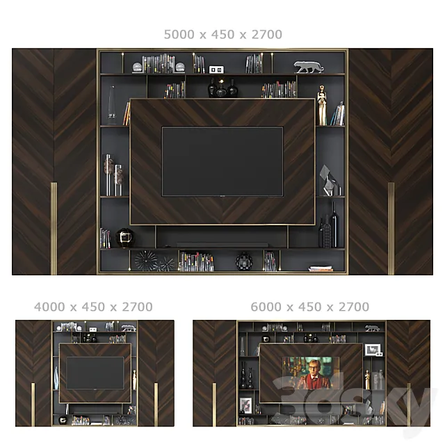 TV wall 041. (3 sizes) 3D Model TV wall 041. (3 sizes) 3D Model