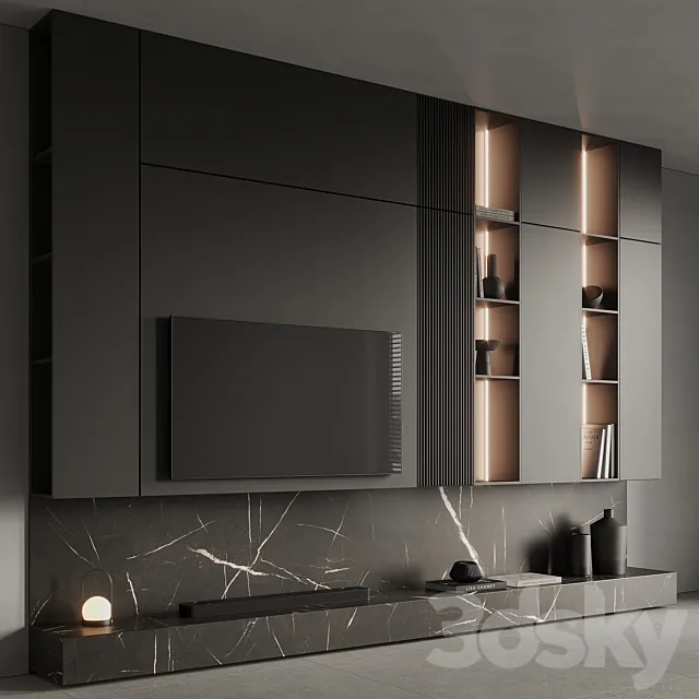 TV Wall 06 3D Model TV Wall 06 3D Model