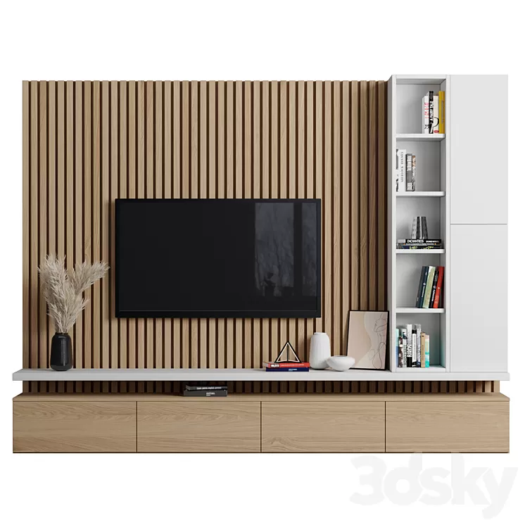 TV Wall 080 3D Model Free Download