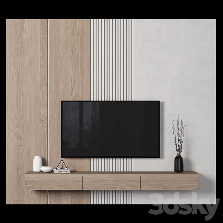 TV Wall 102 3D Model Free Download