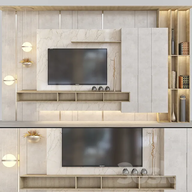 tv wall 16 3D Model tv wall 16 3D Model