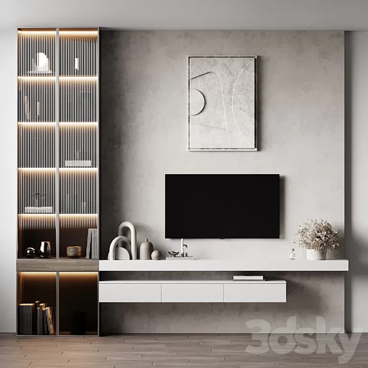 TV Wall 2 3D Model Free Download