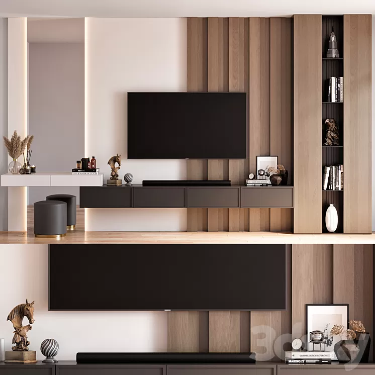 TV Wall 25 3D Model Free Download