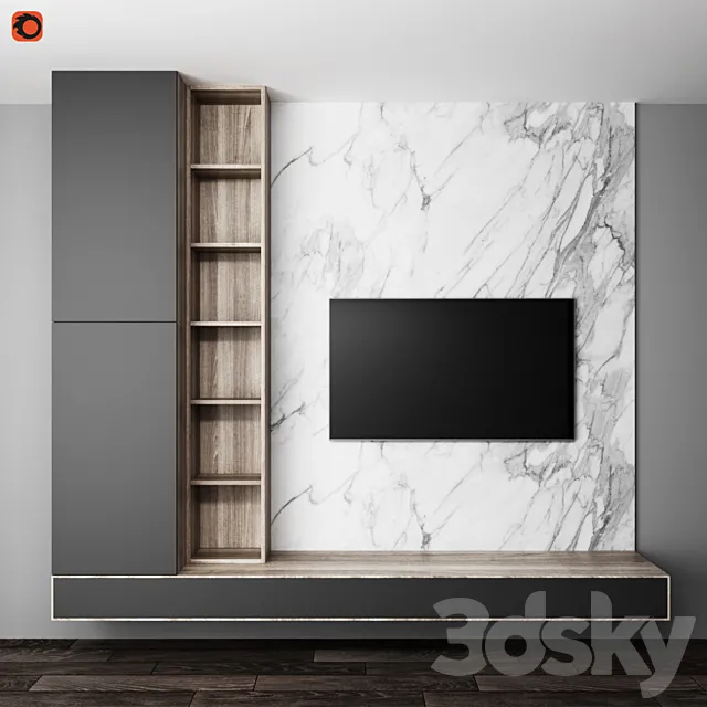 TV wall 3D Model TV wall 3D Model