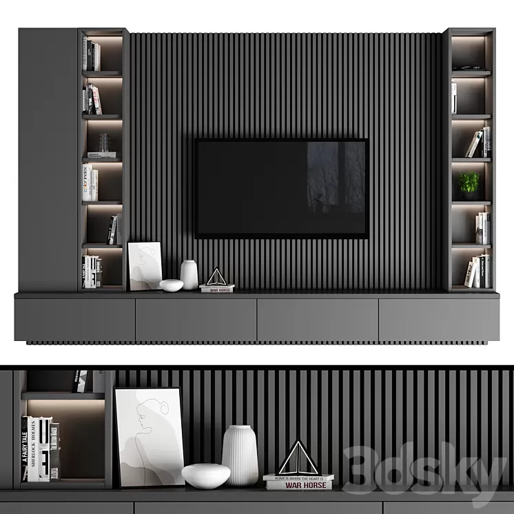 TV Wall 90 3D Model Free Download
