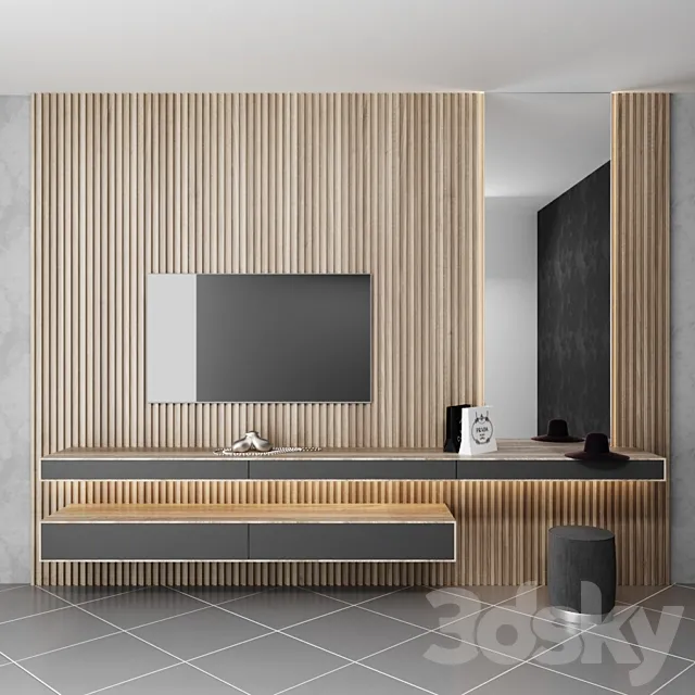 TV wall and dressing table 3DModel TV wall and dressing table 3DModel