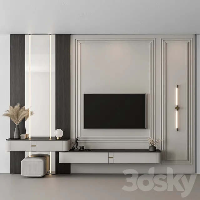 TV Wall Black and White – Set 125 3D Model