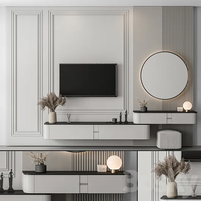 TV Wall Black and White – Set 71 3D Model