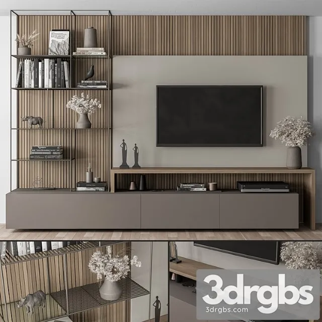 Tv wall black and wood – set 36 Tv wall black and wood – set 36
