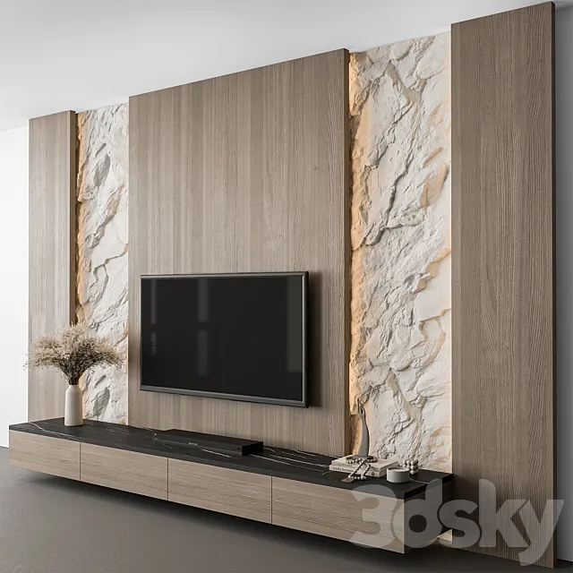 TV Wall Cliff and Wood – Set 98 3D Model TV Wall Cliff and Wood – Set 98 3D Model