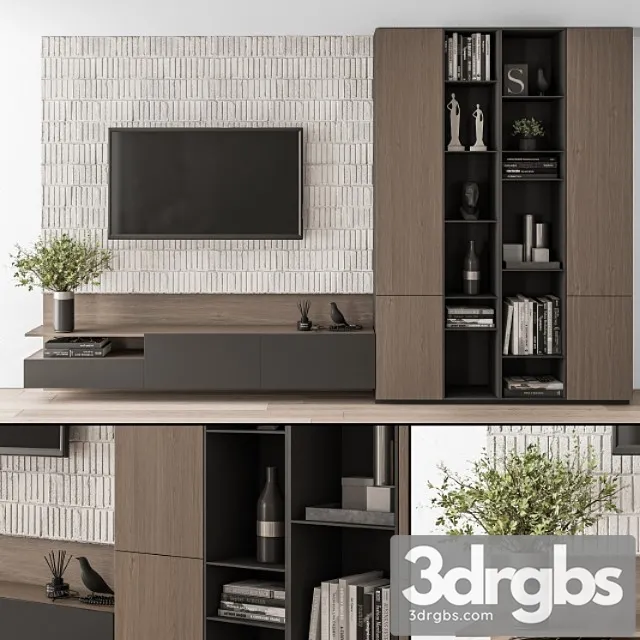 Tv wall concrete and wood – set 22 Tv wall concrete and wood – set 22