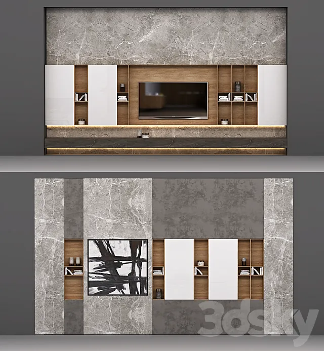 tv wall custom made 3D Model tv wall custom made 3D Model