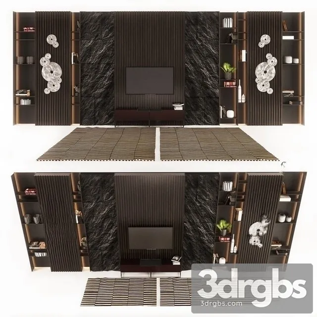 TV wall Decorative set 3D Model Download