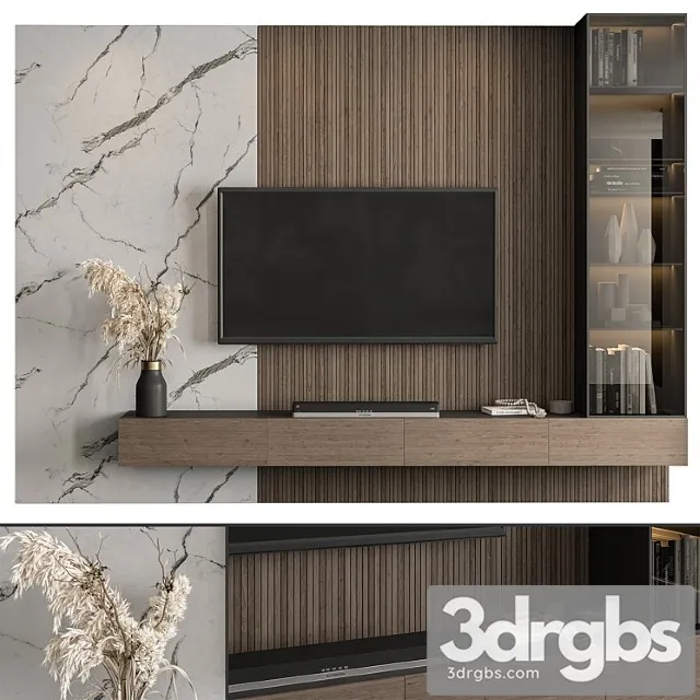 Tv wall marble wall and wood – set 41 Tv wall marble wall and wood – set 41