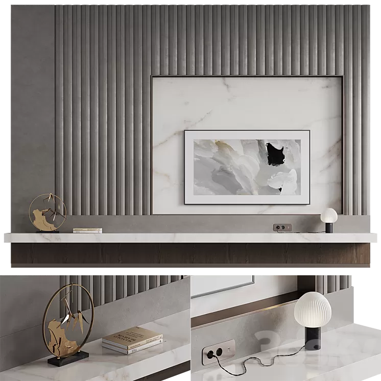 TV wall Modern 3D Model Free Download