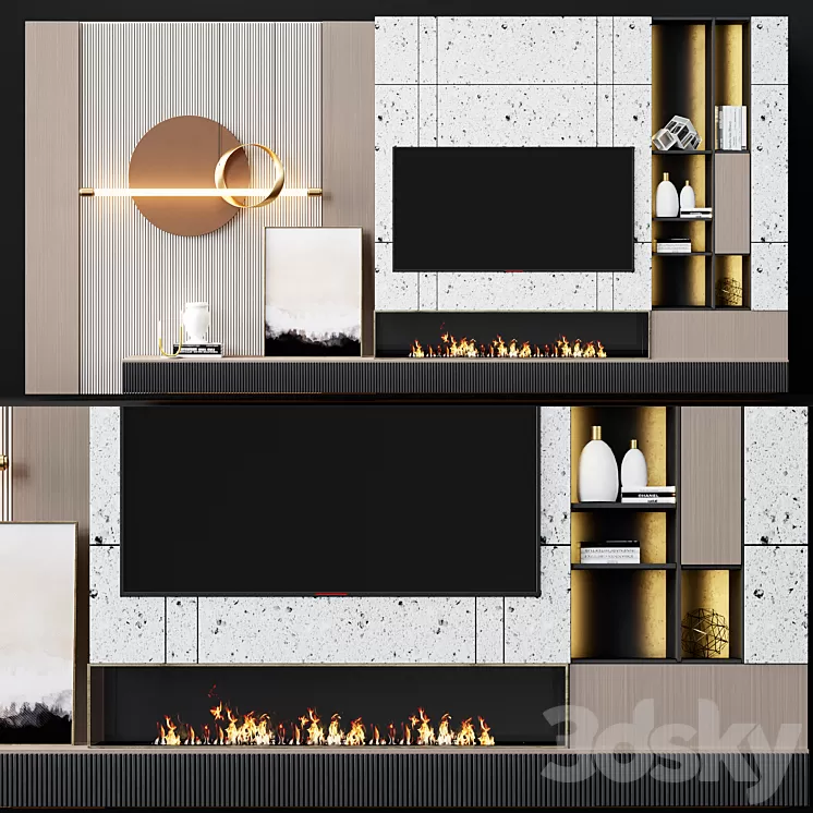 TV wall modern 68 3D Model