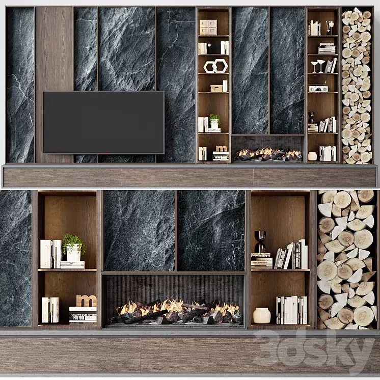 TV wall modern 76 3D Model Free Download