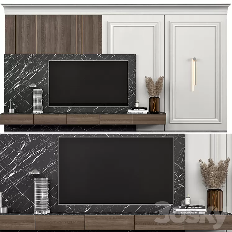 TV WALL NO15 3D Model Free Download