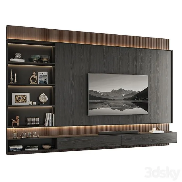 TV Wall Set 002 3D Model
