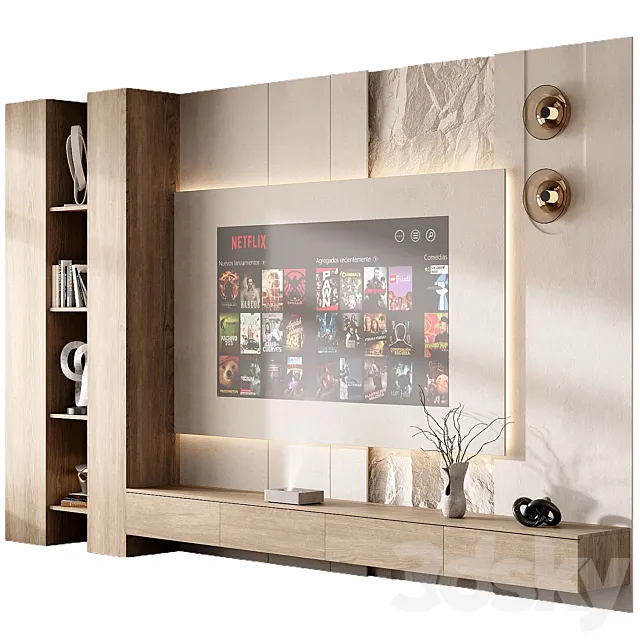 TV Wall set 003 3D Model