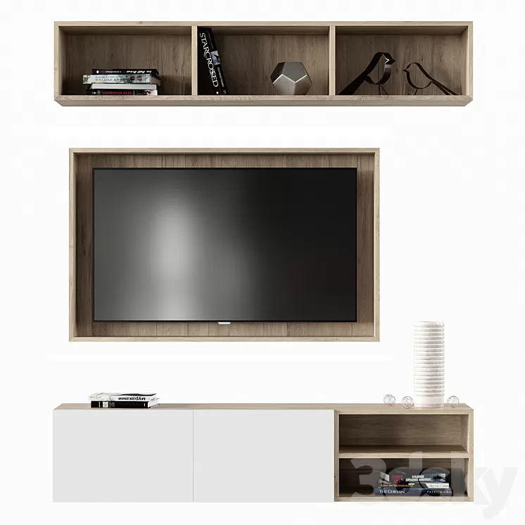 TV wall set 01 3D Model