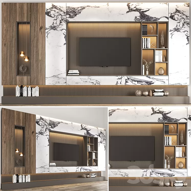Tv Wall Set 01 3D Model Free Download
