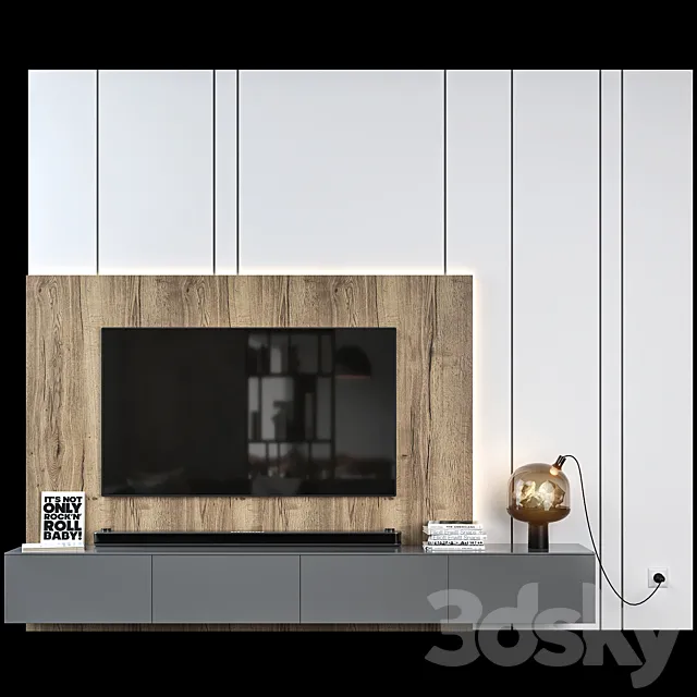 Tv wall set 01 3D Model Tv wall set 01 3D Model