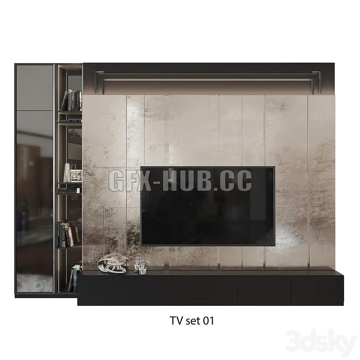 TV Wall set 01 3D Model