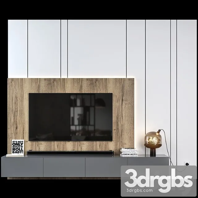 TV Wall Set 01 3D Model Download