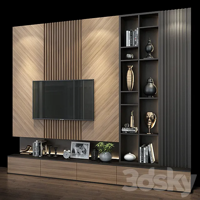 TV Wall set 0157 3D Model