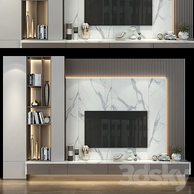 TV Wall set 0158 3D Model
