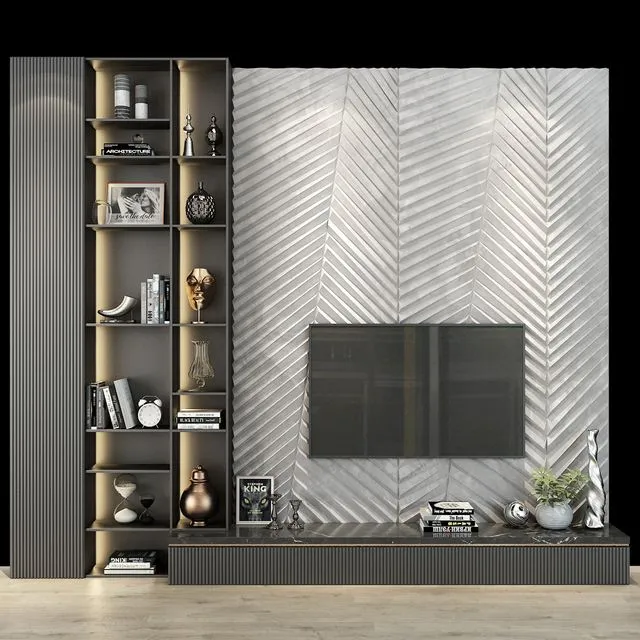 TV Wall set 0174 3D Model