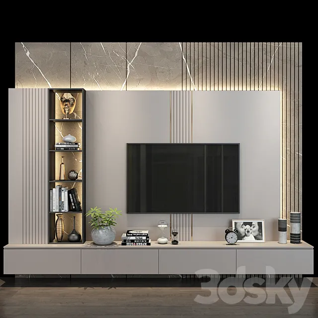 TV Wall set 0177 3D Model TV Wall set 0177 3D Model