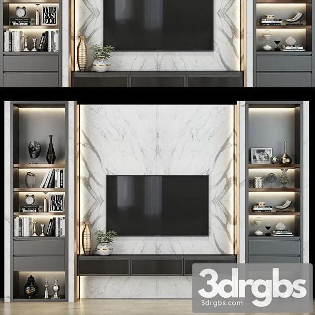TV Wall Set 0178 3D Model Download
