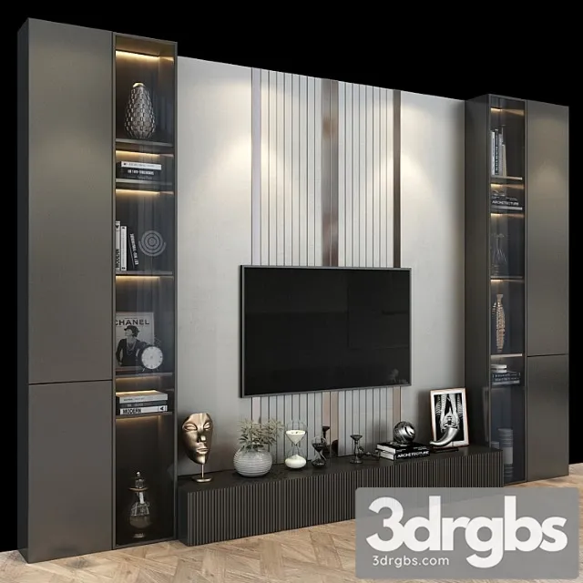 TV Wall Set 0179 1 3D Model Download