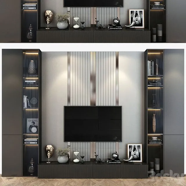 TV Wall set 0179 3D Model TV Wall set 0179 3D Model